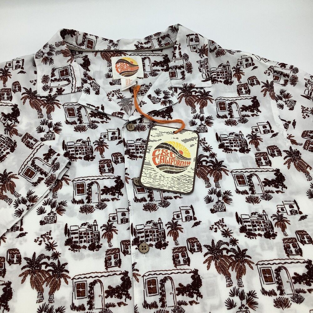C&C California‎ Mens Short Sleeve Button Up Shirt Size Medium NWT